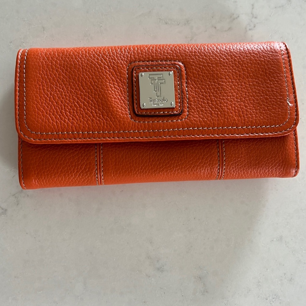 Orange leather wallet